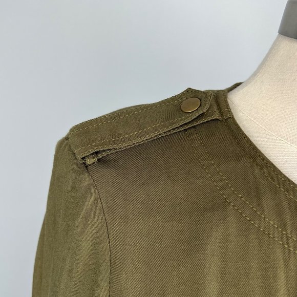 Rachel Roy Womens Snap Front Crop Utility Jacket Olive Green Bomber size Large - Picture 3 of 11